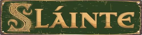 Vintage Irish Slainte Cheers Metal Sign 4x16 In Retro Beer Wall Decor For Man Cave Bar And Home Metal Outdoor Decor (Slainte)