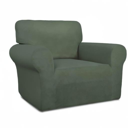 Stretch Chair Covers Fleece Couch Covers for Sofa Grayish Green (Small Chair / Grayish Green)