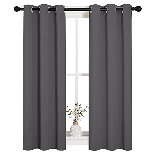 Grey Blackout Curtains for Bedroom 29" Wide x 45" Long 2 Panels (Grey / 29"W x 45"L (Pack of 2))