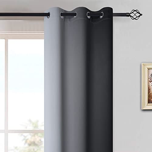 Ombre Curtains Black and Greyish White for Living Room (42"W x 84"L (Pack of 2) / Black)