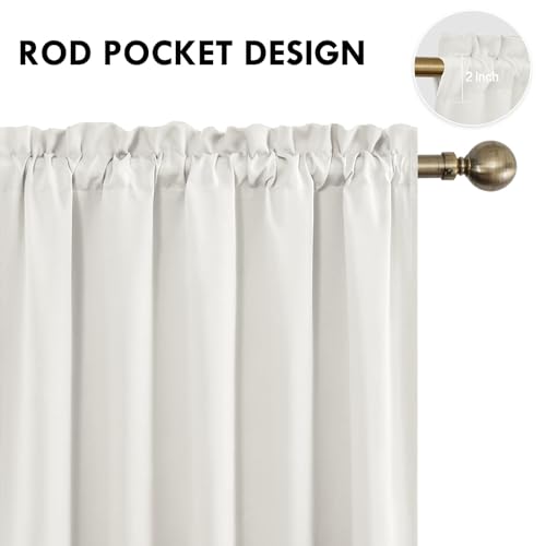 Wide Blackout Curtains for Bedroom Living Room 70 x 72 Inch Long Ivory (Ivory / 70"W x 72"L (Pack of 2))