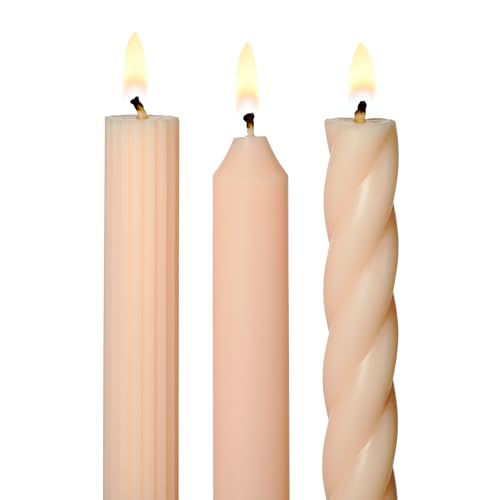 Beautifully Done Unscented Assorted Candle Tapers 3 (Blush Pink / 3 Pack)