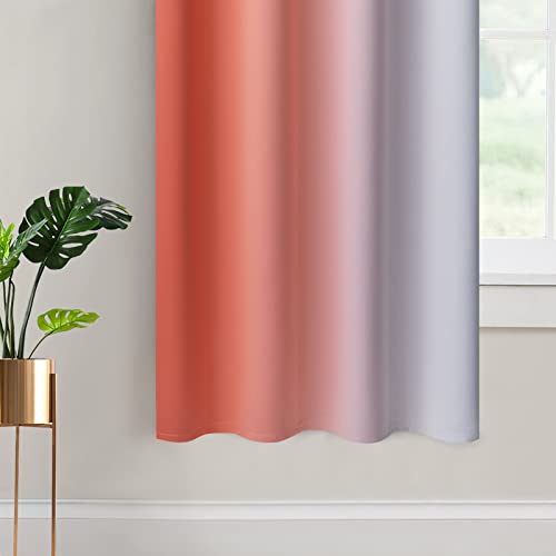 Ombre Curtains Coral and Greyish White for Living Room (52"W x 63"L (Pack of 2) / Coral)
