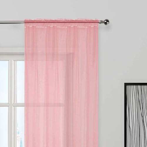 Sheer Voile Window Treatment Rod Pocket Curtain Panels for Kitchen Bedroom Living Room Drapes Sunlight Filtering Privacy Semi Home Decor Assorted Colors Sizes (Blush / 52"W x 90"L (Pack of 2))