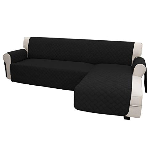 Reversible L Shape Sectional Couch Cover (X-Large / Black/Black)