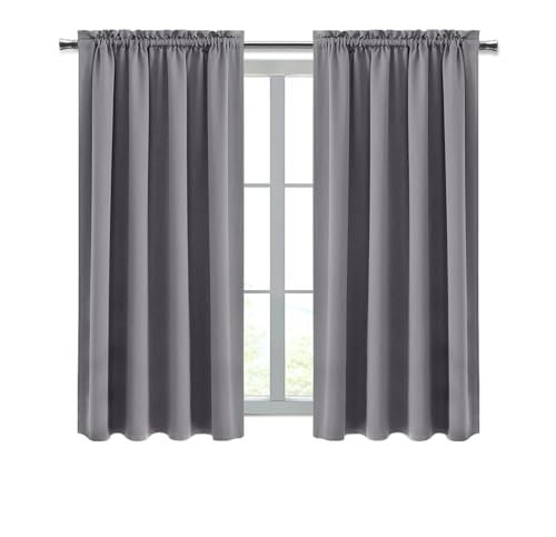 Blackout Curtains for Bedroom Living Room 38 x 54 Inch Long Grey (Grey / 38"W x 54"L (Pack of 2))