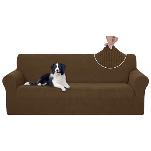 Stretch Couch Cover Slipcover for 3 Cushion Sofa (Brown / Sofa)