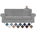 4 Piece Couch Cover for Sofa Velvet Sofa Cover Washable (Large / Silver Grey)