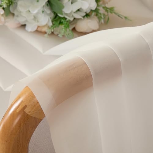 Cream Sheer Valances for Windows 2 Pack (Cream / 42"W x 14"L (Pack of 2))