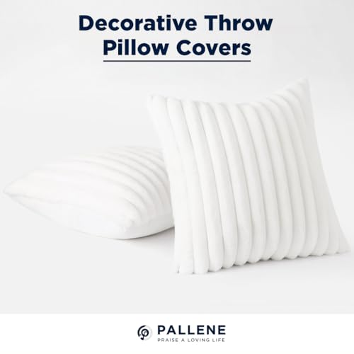 Faux Fur Decorative Throw Pillow Covers 16x16 Set of 2 (White / 16" x 16" (Pack of 2))