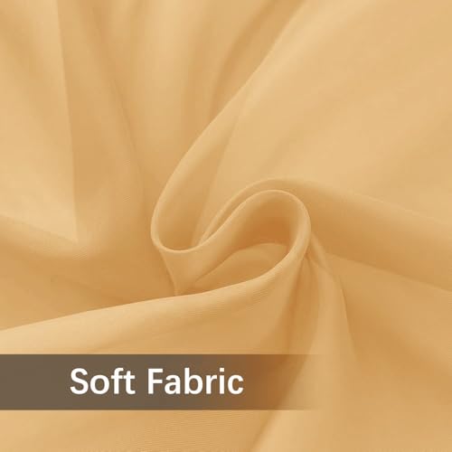 Solid Sheer Rod Pocket Curtain Voile Draperies 2 Panels White Beige Black Grey Coffee 52 Inch Width 45 Inch Long 1 Pair for Kitchen Bedroom Children Living Room Yard (Beige / 52"W x 45"L (Pack of 2))