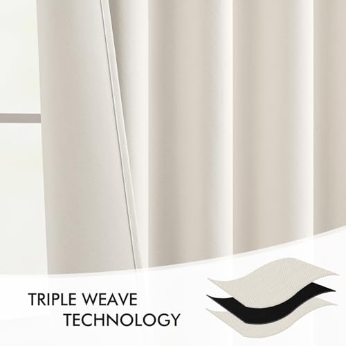 Ivory Back Tab Blackout Curtains 52x63 Inches Long 2 Panels Set (Ivory / 52"W x 63"L (Pack of 2))