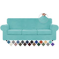 4 Pieces Couch Cover for Sofa Velvet Sofa Covers Washable (Large / Aqua)