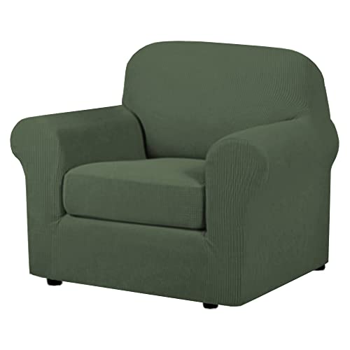 2 Pieces Armchair Cover Chair Slipcovers with Arms Furniture Protector Cover Fit Armchair Width Up to 47 Inch (Small / Bronze Green)