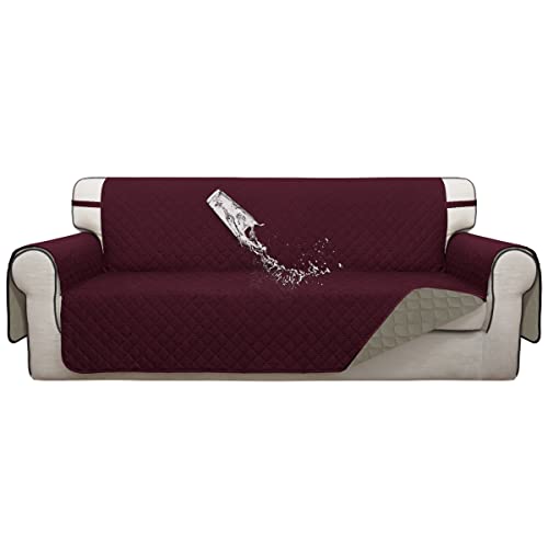 Double Protection 100% Waterproof Sofa Covers for Living Room (Wine/Beige / Sofa X Large)