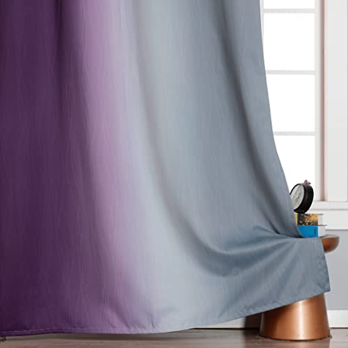 Purple and Gray Ombre Blackout Curtains for Bedroom 52Wx63L Inch 2 Panels (Purple and Grey / 52"W x 63"L (Pack of 2))
