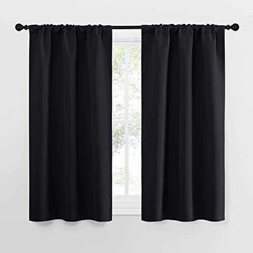 Black Out Curtain Panels for Kitchen (Black / 34"W x 54"L (Pack of 2))