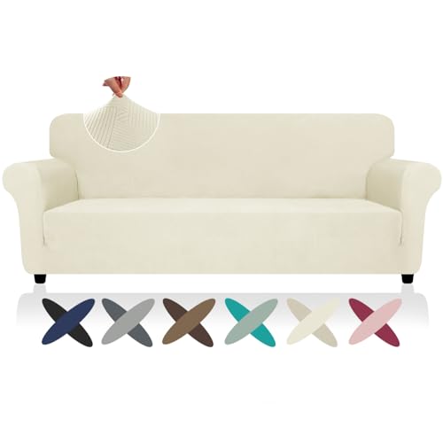 Oversized Super Stretch Couch Cover (- Beige / X-Large (92"-115"))