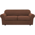 3 Piece Stretch Sofa Covers for 2 Cushion Sofa Couch Covers for Living Room Sofa Slipcovers (Medium-XL / Caramel)