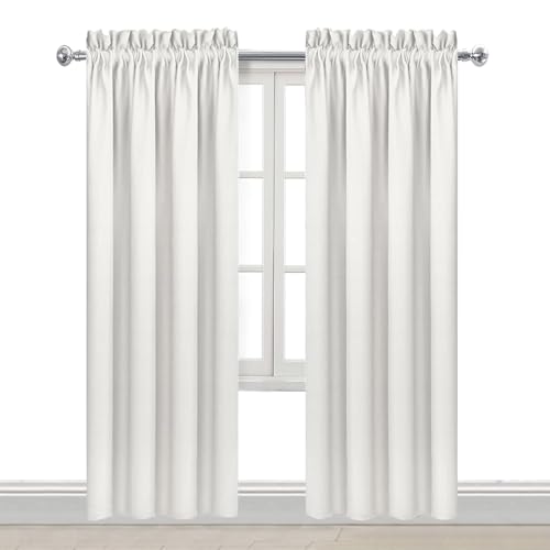 Blackout Curtains for Bedroom Living Room 38 x 84 Inch Long Ivory (Ivory / 38"W x 84"L (Pack of 2))
