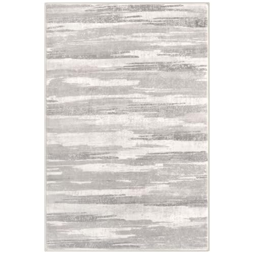 Abstract 2x3 Area Rug Small Washable Entryway Rug Non Slip Door Mat (Soft Beige and Light Gray / 2' x 3' (Rectangular))