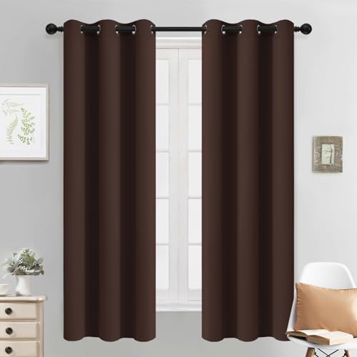 Blackout Curtains 38x63 inch Chocolate Brown Thermal Drapes (Chocolate Brown / 38"W x 63"L (Pack of 2))