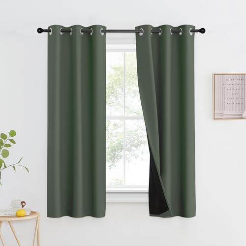 100% Blackout Curtains 60" Long (Dark Mallard / 37"W x 60"L (Pack of 2))