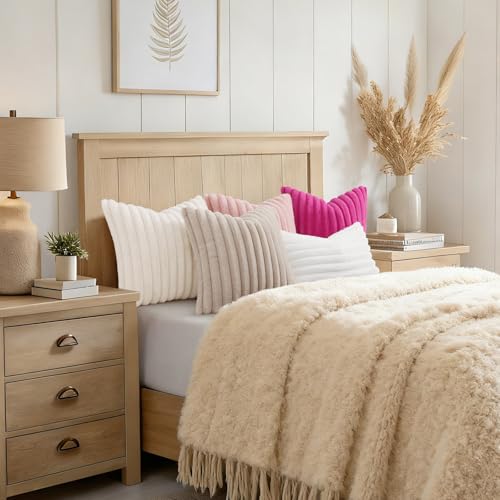 Fall Faux Fur Throw Pillow Covers 20x20 Set of 2 Hot Pink (Hot Pink / 20" x 20" (Pack of 2))