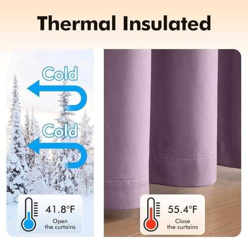 Velvet Curtains Lavender 52 x 90 Inch Length Set of 2 (Lavender / 52"W x 90"L (Pack of 2))