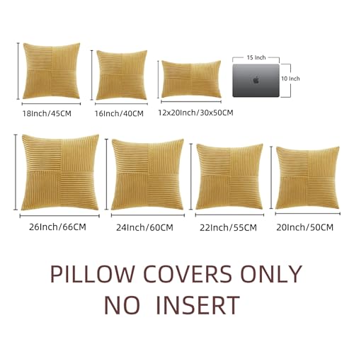 2 Packs Mustard Yellow Euro Decorative Throw Pillow Covers 28x28 Inch for Couch Bed (Mustard Yellow / 28" x 28" (Pack of 2))