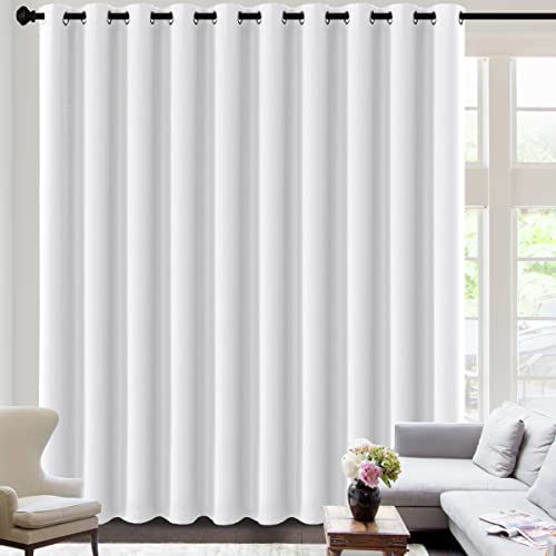 White Curtains for Sliding Glass Door Room Divider Curtains Noise Reduce Barrier Privacy Curtain Panel Portable Window Screen Sliding Partition (180"W x 96"L (Pack of 1) / Pure White)