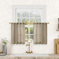 Taupe Linen Curtains 24 Inch Length for Windows (Taupe / 25"W x 24"L (Pack of 2))