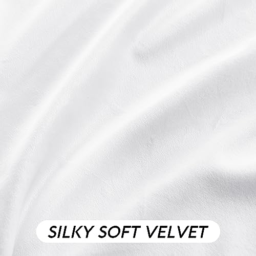 White Velvet Curtains 90 inches for Bedroom Living Room (White / 52"W x 90"L (Pack of 2))