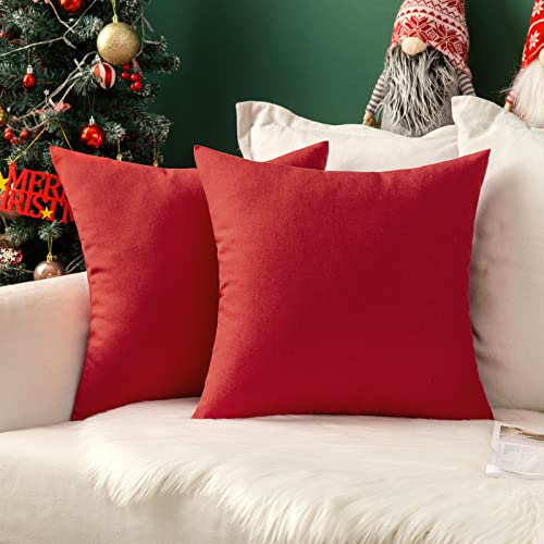Decorative Outdoor Pillow Covers Christmas 12x12 Red (12" x 12" (Pack of 2) / Red)