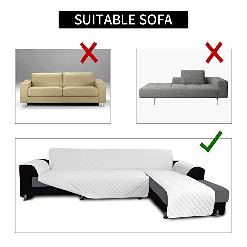 Reversible L Shape Sectional Couch Cover (Large / White/White)