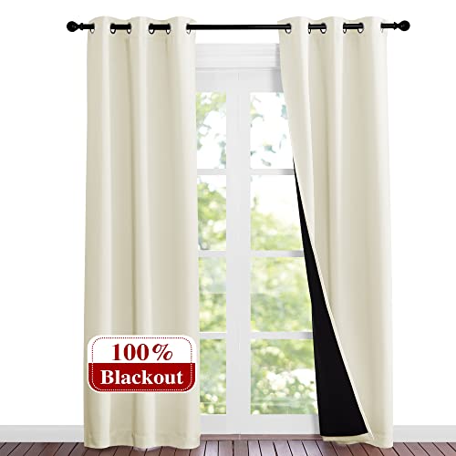 Beige Blackout Curtains for Living Room 37" w x 84" L 2 Panels (Beige / 37"W x 84"L (Pack of 2))