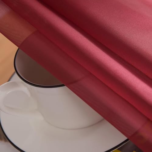 Burgundy Sheer Curtains 4 Panels Rod Pocket Semi (Burgundy / 52"W x 96"L (Pack of 4))