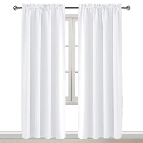 White Curtains 50% Light Blocking for Living Room 84 Inch 2 Panels (Pure White / 42"W x 84"L (Pack of 2))