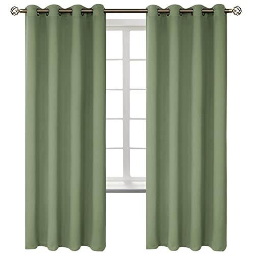 Grass Green Blackout Curtains for Bedroom 72 Inch Long (Grass Green / 52"W x 72"L (Pack of 2))