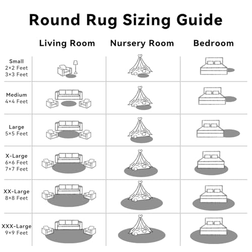 Black Round Rugs for Bedroom (4 Ft Round / Black)