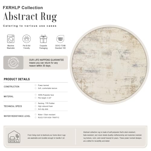 Round Area Rug Living Room (Beige Brown / 6' (Round))