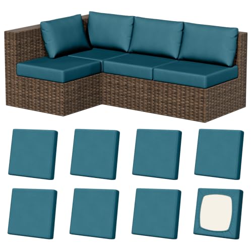 8Pcs Outdoor Cushion Covers (Petrol-blue / Square-small + Square)