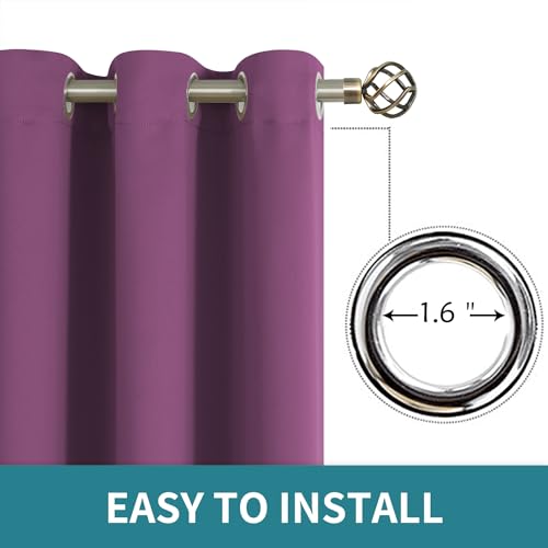 Short Curtains for Small Window 54 Inch (Eggplant Purple / 38"W x 54"L (Pack of 2))