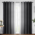 Ombre Curtains Black and Greyish White for Living Room (62"W x 84"L (Pack of 2) / Black)
