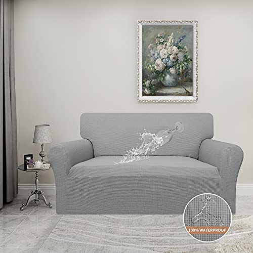 Waterproof Loveseat Couch Cover Stretch Jacquard Sofa Cover (Light Gray / Loveseat)