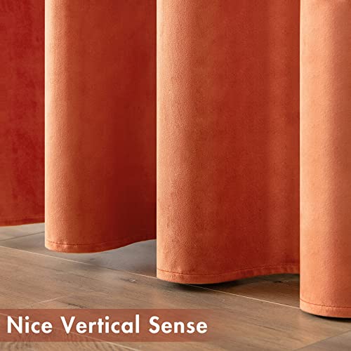 Fall Orange Velvet Curtains Terracotta 52 x 108 Inch Length Set of 2 (Orange / 52"W x 108"L (Pack of 2))
