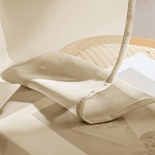 Beige Sheer Curtains 90 Inches Long 4 Panels 54 x 90 Inches (54"W x 90"L (Pack of 4) / Beige)