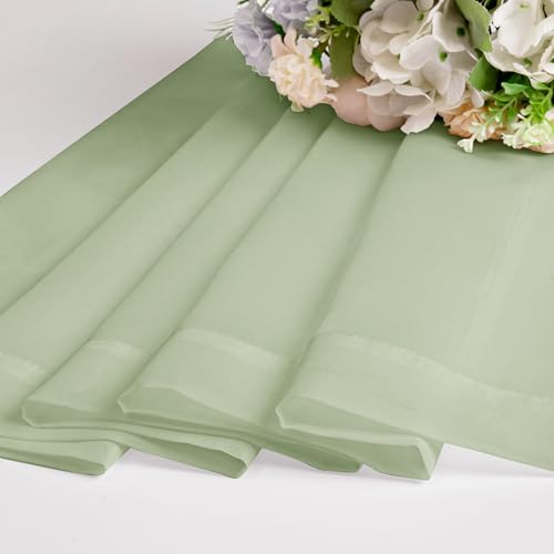 Sheer Valances for Windows 2 Pack (Light Green / 42"W x 18"L (Pack of 2))
