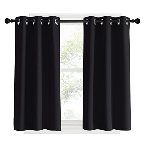 Blackout Bedroom Curtains for Windows 40 inch Long (Black / 34"W x 40"L (Pack of 2))