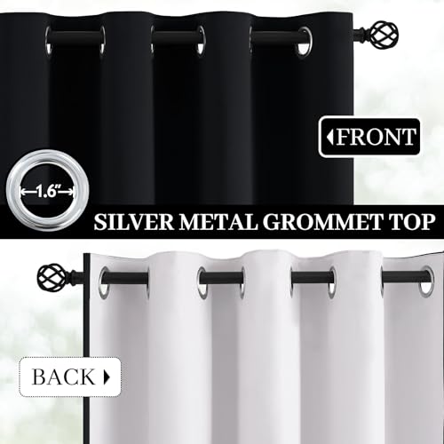 100% Blackout Curtains 52x72 inch Long Black Window Drapes (Black / 52"W x 72"L (Pack of 2))